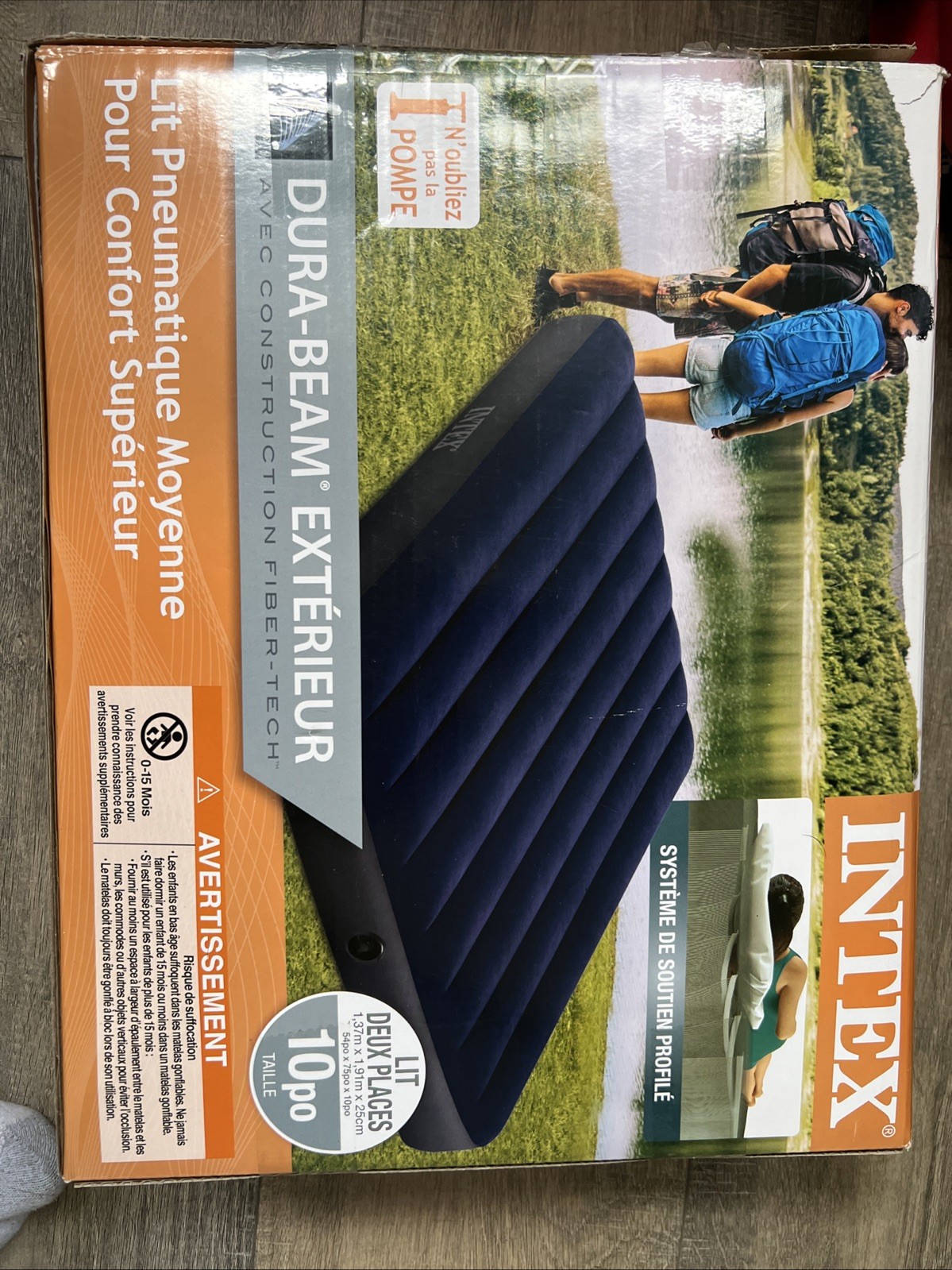 Intex Full Size Classic Downy Inflatable Air Bed Mattress Blue, 54x 75x 10