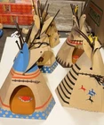 5 Vintage Playmobil Tepee Native American Indian Houses Lot Set!