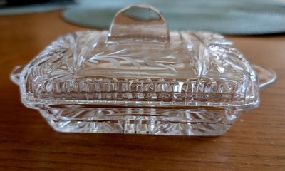 Alte Butterdose Kristallglas Glas  mit zusätzlichem Handschliff