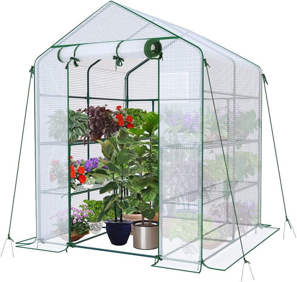 Serre de jardin hors gel en bâche 135g/m² avec 3 étages de culture