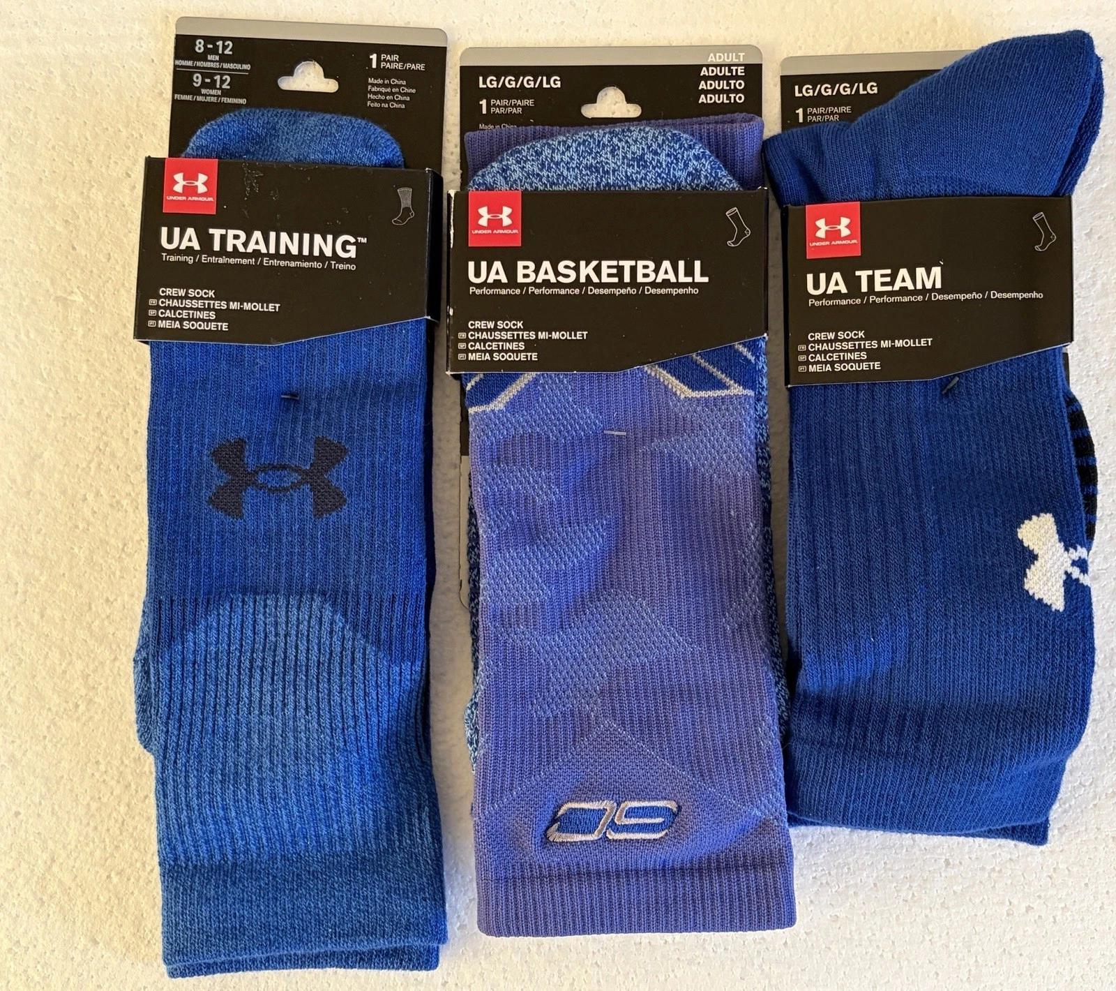 Under Armour UA Team, Basketball & Training Socks (3 Pair) Men’s 8-12 Large Blue