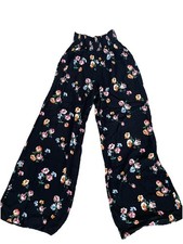 Abercrombie  Fitch Women Black Floral Wide Leg Pull On Front Pants Size Small