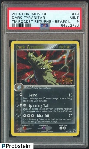 2004 Pokemon Ex #19 Dark Tyranitar TM Rocket Returns Reverse Holo Foil PSA 9