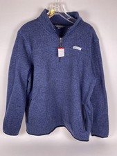 Eddie Bauer Men's Heather Navy 1/4 Zip Fleece Lined Pullover Size XL NWT