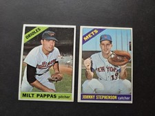 Milt Pappas (#105) & Johnny Stephenson (#17) 1966 Topps - See Photos