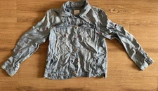 Harper Heritage Embroidered Light Blue Denim Jacket Women M Long Sleeve Button