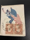 Pair of Sc. 26 1861 Old Point Comfort VA On Patriotic Cover Piece Sailor On Flag