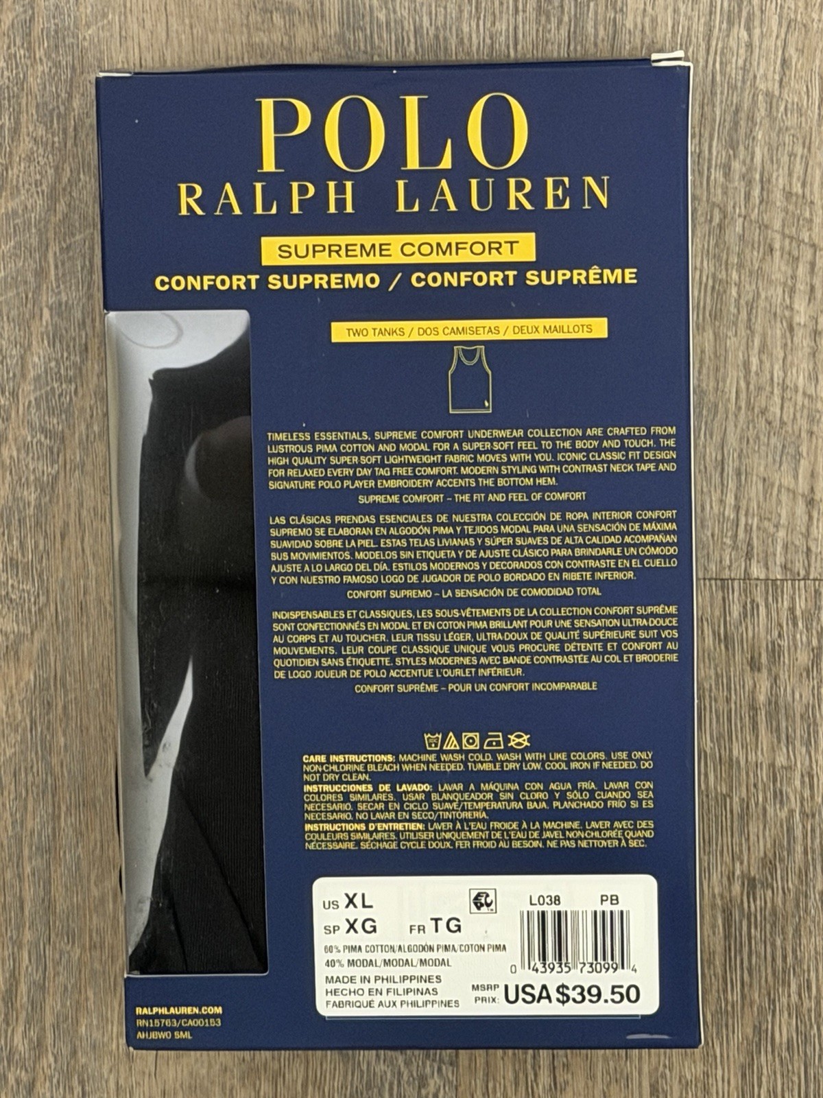 Polo Ralph Lauren Supreme Comfort 2 Tank Tops Tanks Size XL Black thumbnail 2