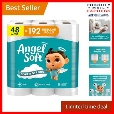 Toilet Paper, 48 Mega Rolls for Lasting Softness & Strength - 2-Ply Excellence
