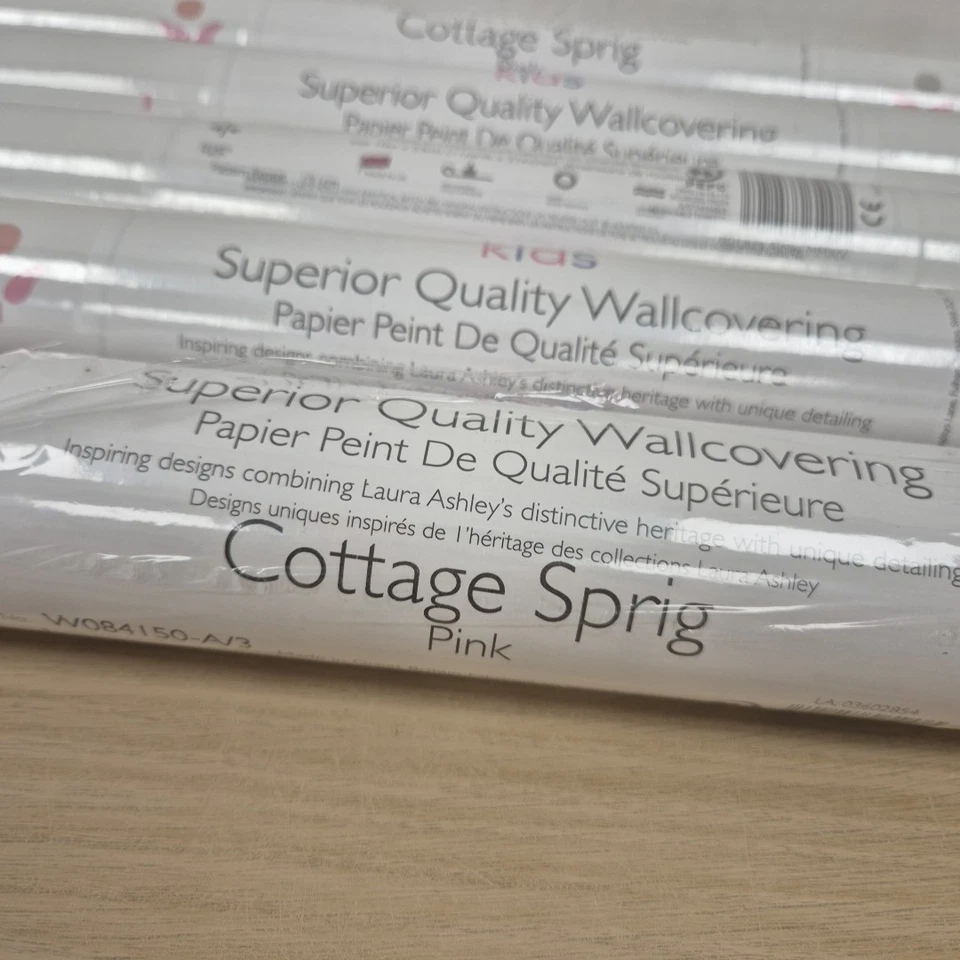 Laura Ashley Kids Superior Wallpaper Cottage Sprig White Pink 5x Rolls Crafts  - Image 4 of 4