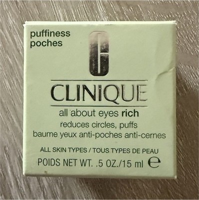 Clinique All About Eyes Rich Eye Cream 0.5 oz Hydrating for Dark Circles