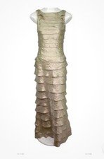 Adrianna Papell Occasions  Shimmer Gold Tiered Ruffle Gown Dress sz  14