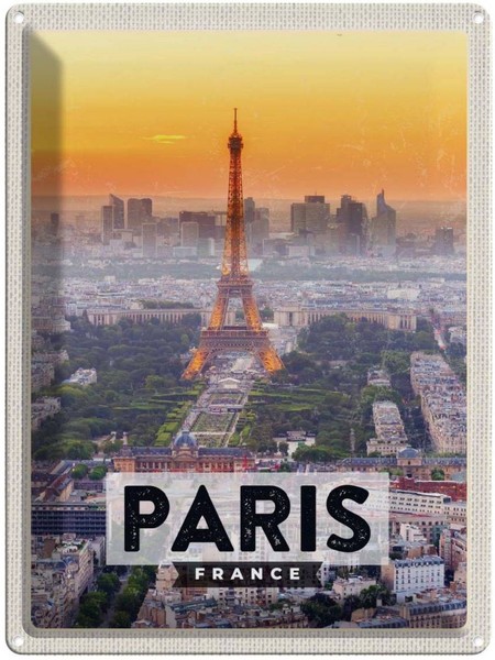 Blechschild 40X30 Cm Paris Frankreich Eiffelturm Abenteuer Reisen StraßE Stadt U-image