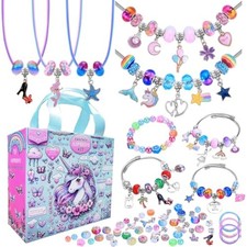 208 pieces charm bracelet making kit,unicorn mermaid crafts gifts set
