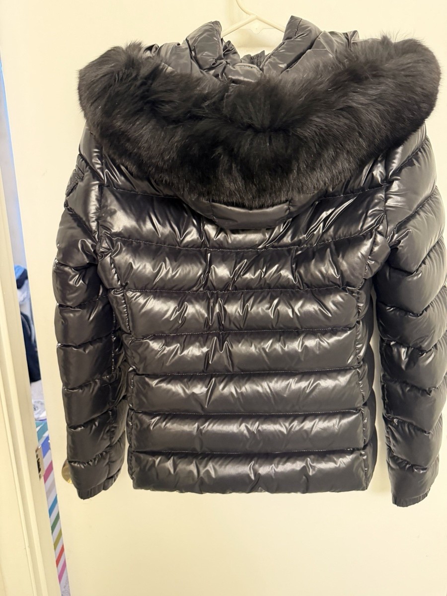 Moncler Black Badyfur Jacket w/ Fox Fur Trim, Size 2 | eBay