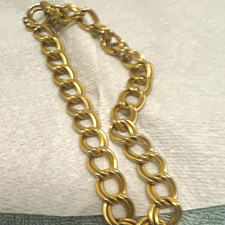 Gold Tone Curb Link Chain Bracelet Lobster Cl...