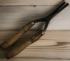 Antique Hair Curling Iron Nostalgic Wood Handles and Steel Collector Decor Piece