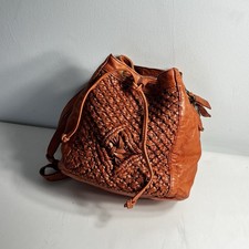 Borsa a secchiello FRYE & Co. Esme arancione ruggine pelle marrone intrecciata con coulisse