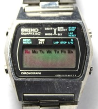 Seiko LC Chronograph A128-5010T Digital Quartz Watch w/ Bracelet - UNTESTED