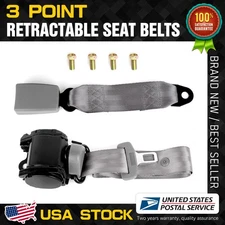 1 Set Safety 3 Point Retractable Car Seat Lap Belt Adjustable Kit Universal