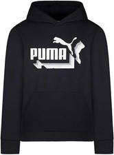 PUMA Youth Boys Hooded Black Fleece Hoodie with Kangaroo Pocket XS 5/6 NWT