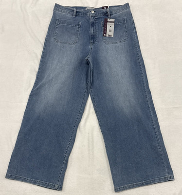 Women s Gloria Vanderbilt Patch Pocket Wide Leg Jeans Light Wash Size 16 NWT