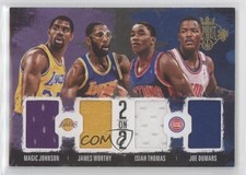 2014 Court Kings 2 on 2 Quad Memorabilia /99 Magic Johnson James Worthy HOF 0c3