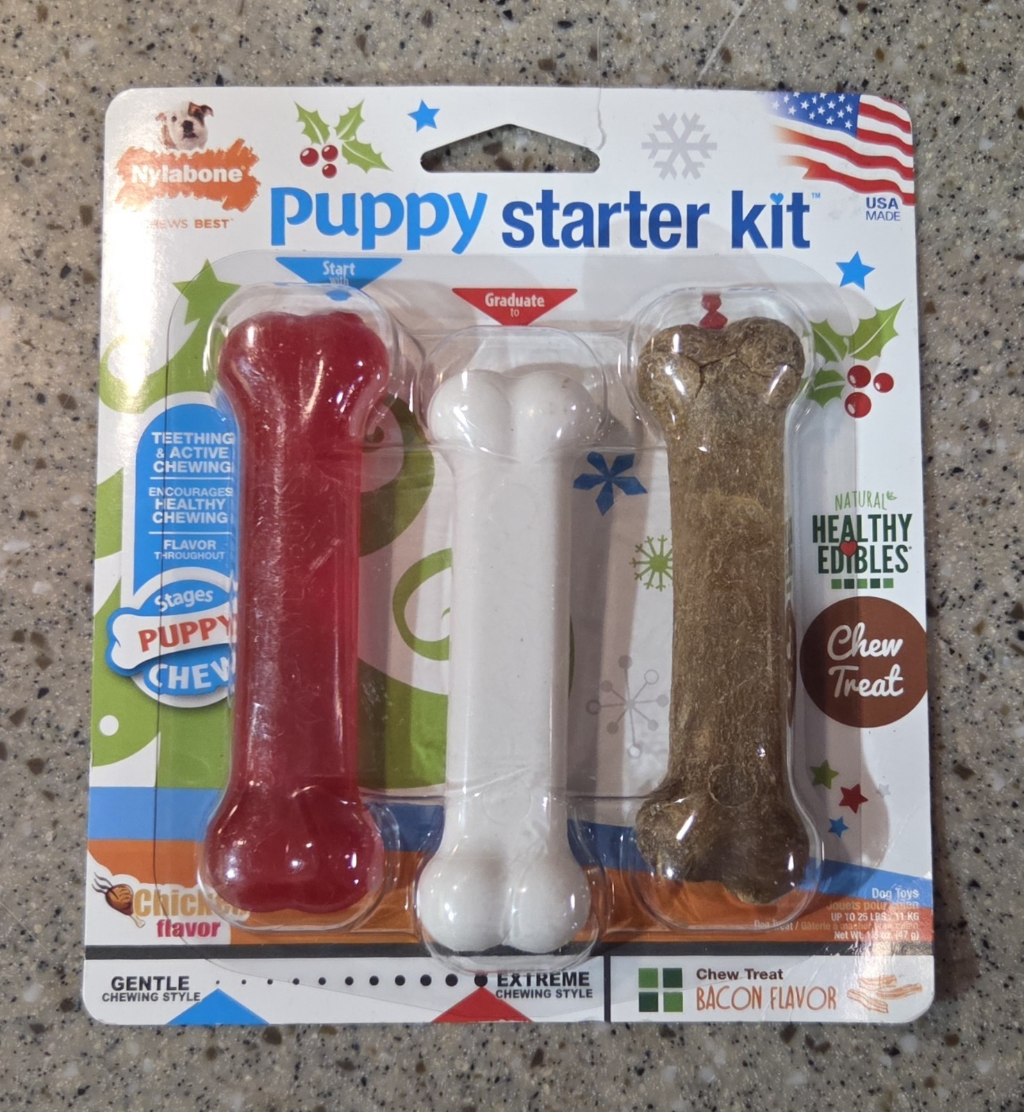 Nylabone Puppy Starter Kit with Healthy Edibles, Gentle Star
