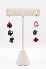 Handmade Colorful Beaded Artisan Gemstone Dangle Earrings