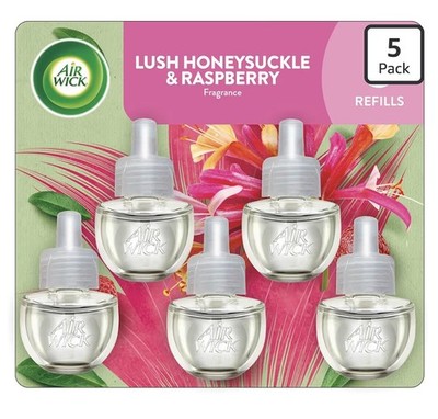 Air Wick Lush Honeysuckle and Raspberry Scented Essential Oils Refills 5 ct
