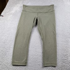 Lululemon Leggings Womens 12 Green Cotton Blend Crop Athleisure Casual Lounge