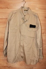 Propper Men’s XXL Tan Tactical Work Shirt Long Sleeve Uniform Pockets Patches