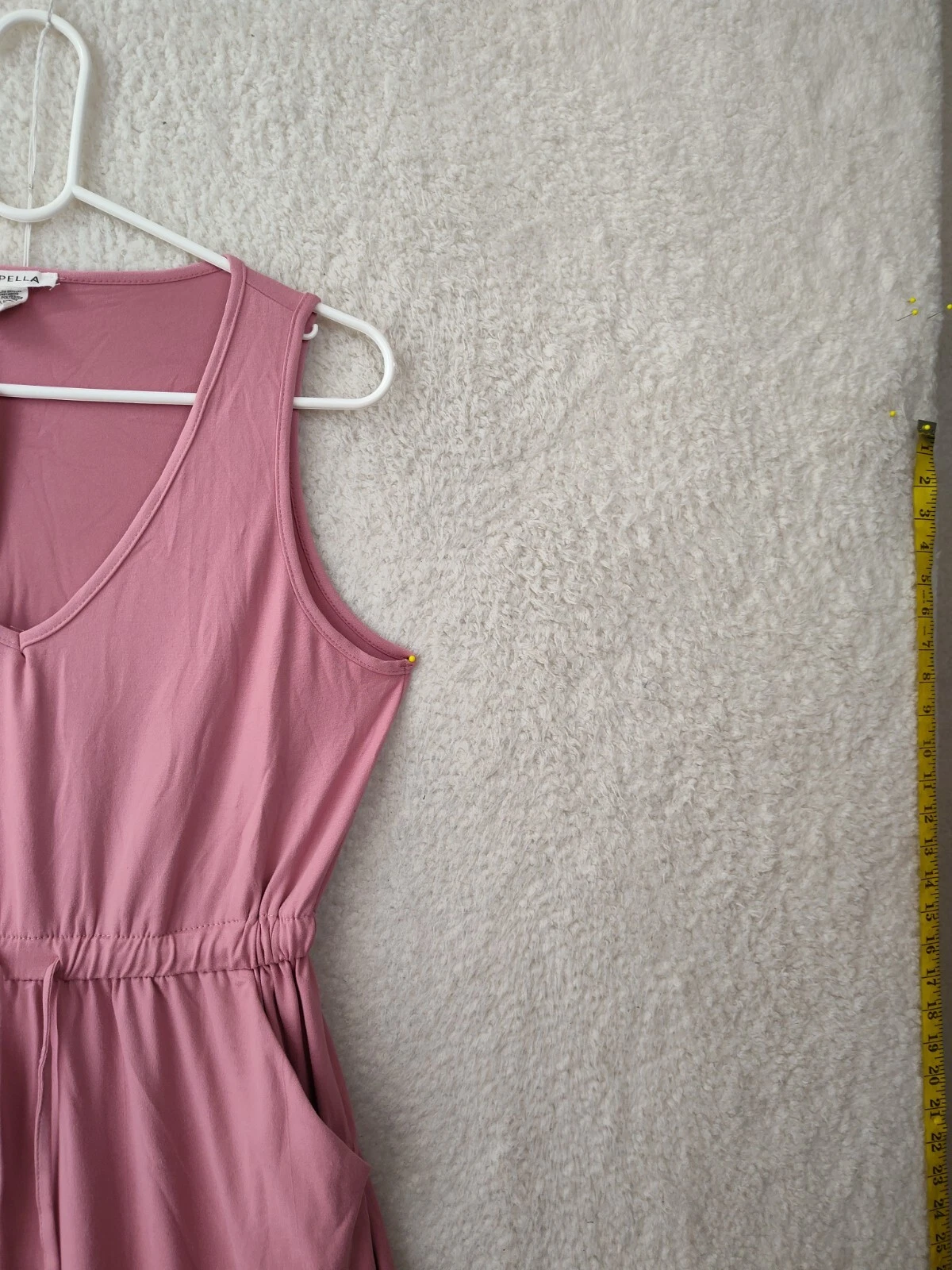 PALM ANGELS Abito donna Capella grande rosa misto poliestere senza maniche linea A tasca midi