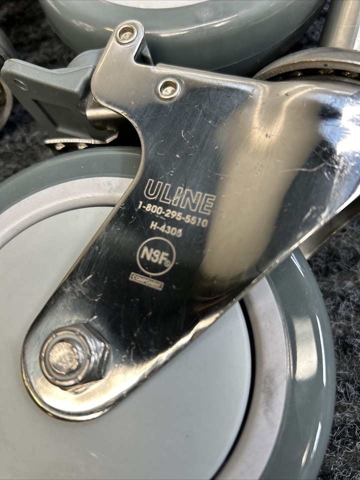 Set of 4 ULine H4305 Caster Wheels for Stainless Steel Wire Shelving