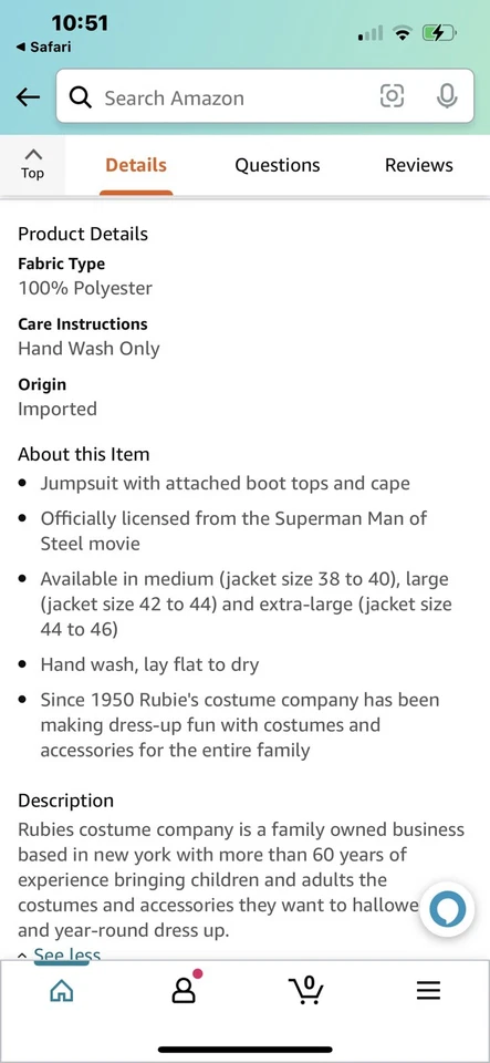 Disfraz Rubíes Superman Hombre de Acero Adulto Mediano Con Músculos Incorporados Sin Capa Foto 4 de 4