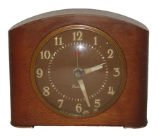 VtG WESTCLOX MCM 50s Electric Wood Alarm Clack with Brass Feet Deco made in USA