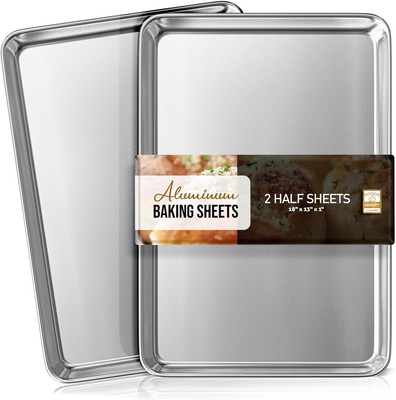 Aluminum Baking Sheet Set, 2 Pack Cookie Sheet Set, 18  X 13  Steel Baking Pan S
