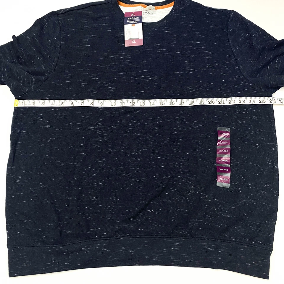 Haggar Mens Size XL Textured Jersey Crewneck Sweatshirt Navy - Image 4 of 4