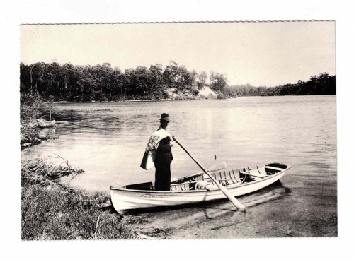 Vintage Postcard - Delivering the mail by boat, date unknown. Series 1, No. 13.