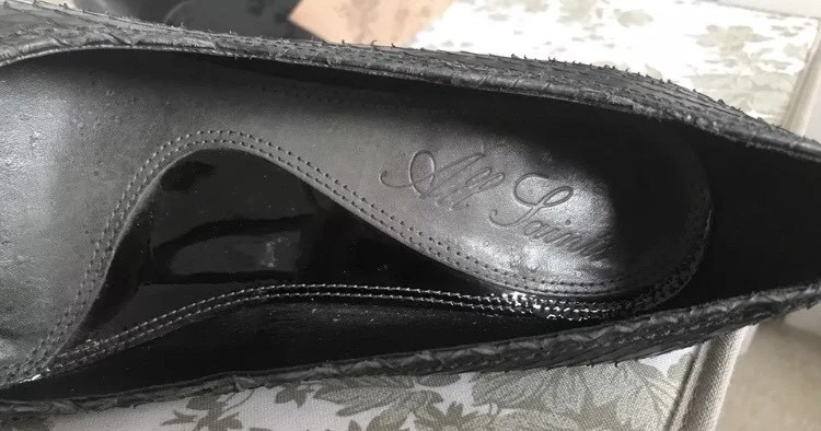 ALL SAINTS Leather Heels Stiletto Shoes Metallic Gunmetal 37, 4 £195 Black - Image 4 of 4