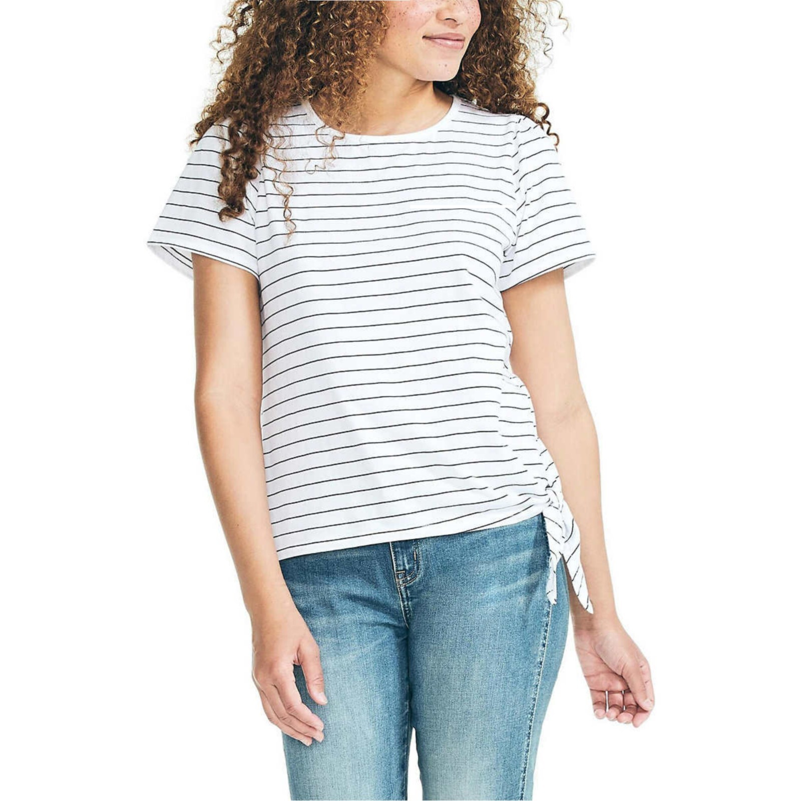 NWT Nautica Women's Lightweight Cotton Jersey Tee Side Tie T-Shirt S-XXL