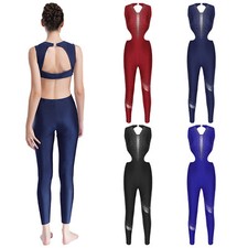 Women Bodysuit Lyrical Jumpsuit Sport Rompers Ballet Leotard Sleeveless Roller