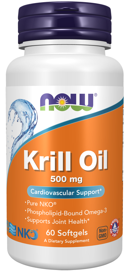 NOW Foods Krill Oil 500 mg 60 Softgels, Cardiovascular Health, Joint Support