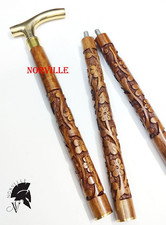 Vintage Solid Brass Fancy Derby Head Handle Round Wooden Walking Stick Cane Gift