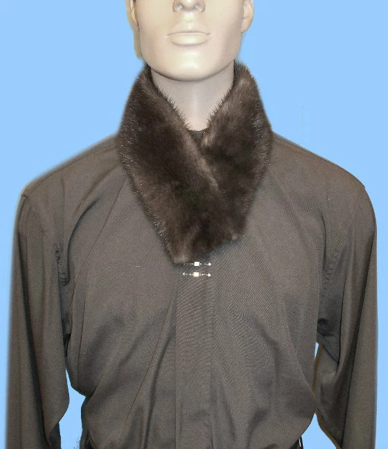 NEW MENS NATURAL BLUE IRIS MINK FUR SCARF - NECK WRAP adjustable