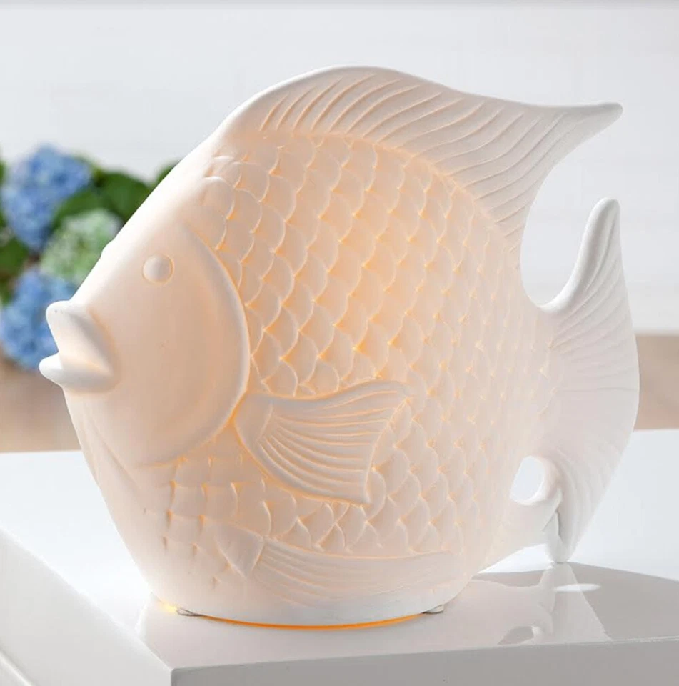 Gilde Porzellan Lampe Fisch 25 cm Fensterlampe Tierlampe Dekolampe 32012 maritim - Bild 1 von 1