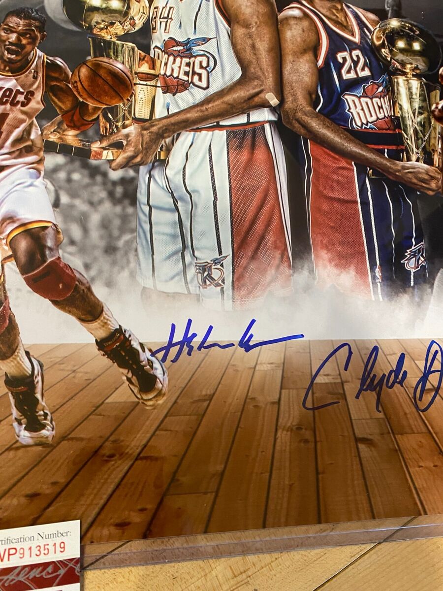 Hakeem Olajuwon Clyde Drexler Signed Autographed 16x20 Photo Hakeem Olajuwon Clyde Drexler Signed Autographed 16x20 Photo