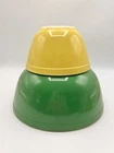 Vintage MCM Pyrex 401  & 403 Nesting Mixing Bowls  Green Yellow