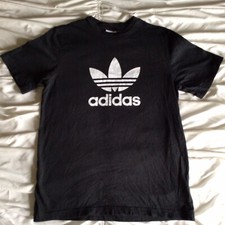ADIDAS Big Logo Short Sleeve T Shirt Tee Black Mens Size M Medium