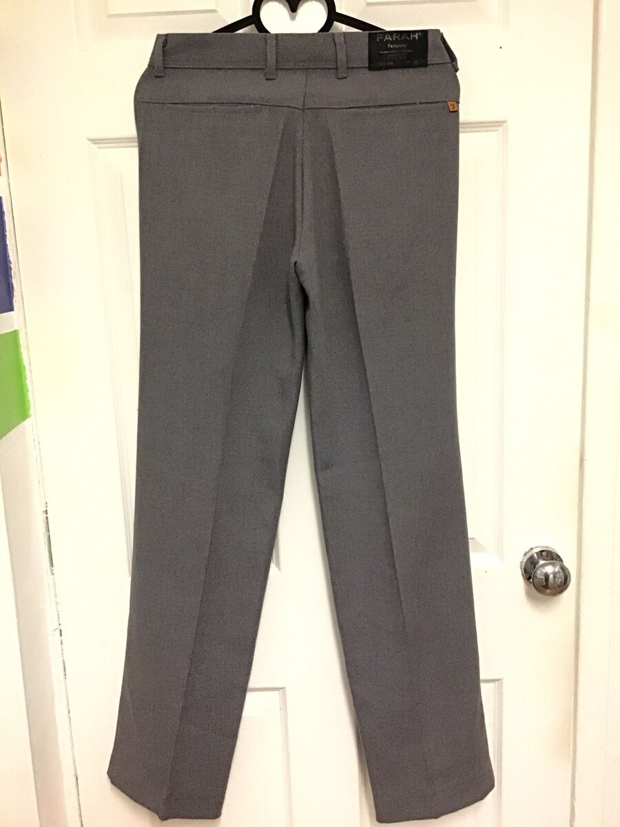 Vintage Farah grey polyester trousers W 44 L 29 mod casual skin ska classic  | eBay